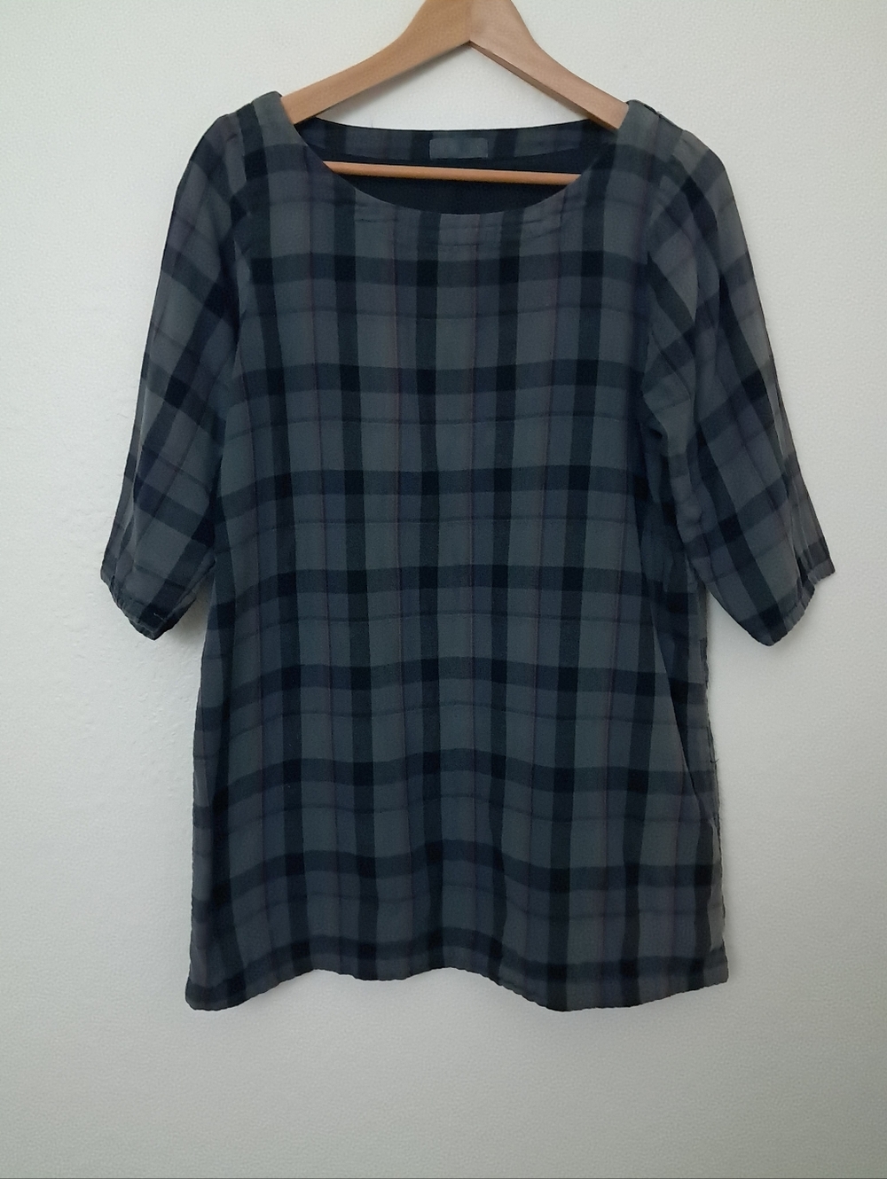 CP Shades Plaid Tunic 100% Cotton Gray Size Small Classic Capsule
